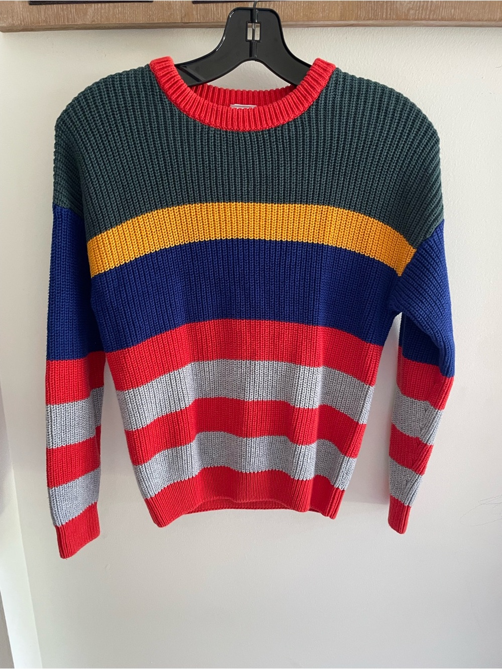 Hanna Andersson Multicolor Striped Knit Sweater - Red, Blue, Gray